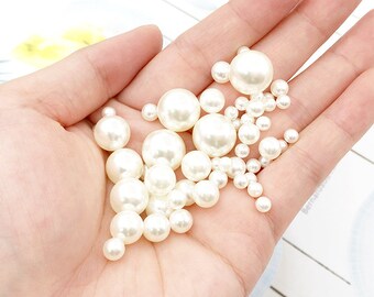 50-300PCS Milky white Round Pearl Beads NO Hole Milky white Bead ABS  Round Plastic Acrylic Beads For DIY Jewelry Making Findings