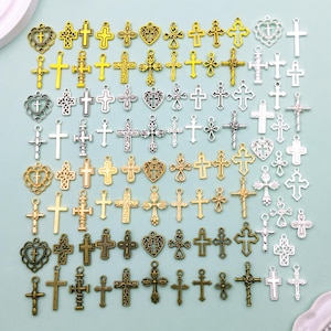 Mix20/100pcs bulk Antique Silver cross Charms pendant for DIY Bracelets Earrings Necklaces jewelry making Handmade Accessory
