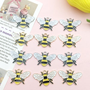 5/10/15pcs enamel bee charm for jewelry making earring pendant bracelet necklace charms diy design charms Bee charms Tiny Bee Charm Pendant