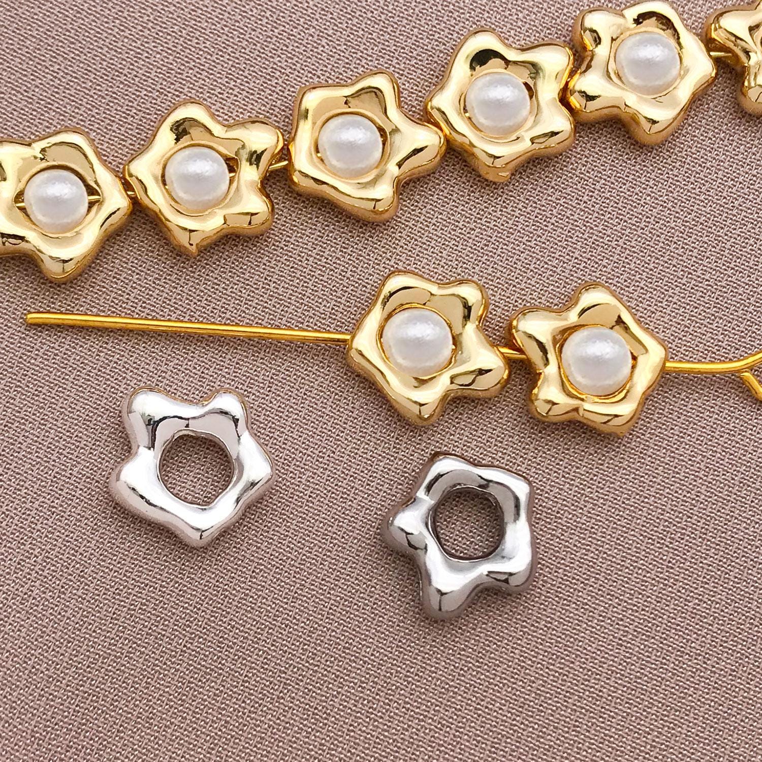 60 Telai Perline A Cuore In Ottone CREATCABIN - Placcati Oro 18K, Doppio Foro, 10x9.5mm, Per Creazione Gioielli Fai Da Te - 5