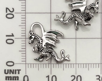New 15pcs 15x20mm Antique Silver Mini 3D Dragon Charms Pendant B174