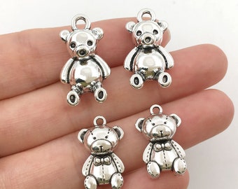 5/10/15PCS Bear Charms Teddy Bear Charm, Wholesale Charm, Kid's Charm, Kawaii Charm  Bracelet Charms, Beads, Dangles Antique Silver Bear