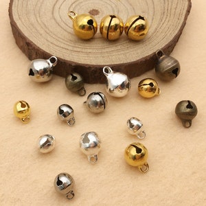 100 Stück Glöckchen 6MM 8MM 10MM Glocken Charms Bastelglocken Zubehör Messing Glöckchen, Kleine BHs Glöckchen Glocke Weihnachten