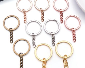 20/30/50pcs 30mm Keychain Split Rings Flat O Ring Split Rings Metal Key Chain Rings for DIY Attachment Dog Tag Home Car Keys Accessories