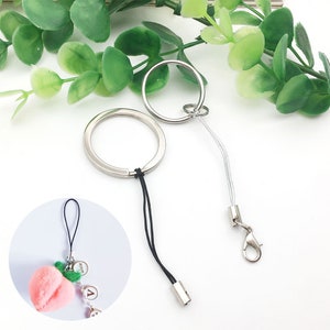 Op de afbeelding: Twee zilveren sleutelhangers met verschillende ringen en koorden. De ene sleutelhanger heeft een zwart koord en een zilveren ring. De andere sleutelhanger heeft een zilveren koord en een zilveren ring met een zilveren karabijnhaak.
