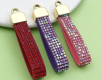 5/10/15 piezas de llavero de pulsera con diamantes de imitación deslumbrantes, llavero elástico brillante para llaves de coche, pulsera con cordón para mujeres y hombres