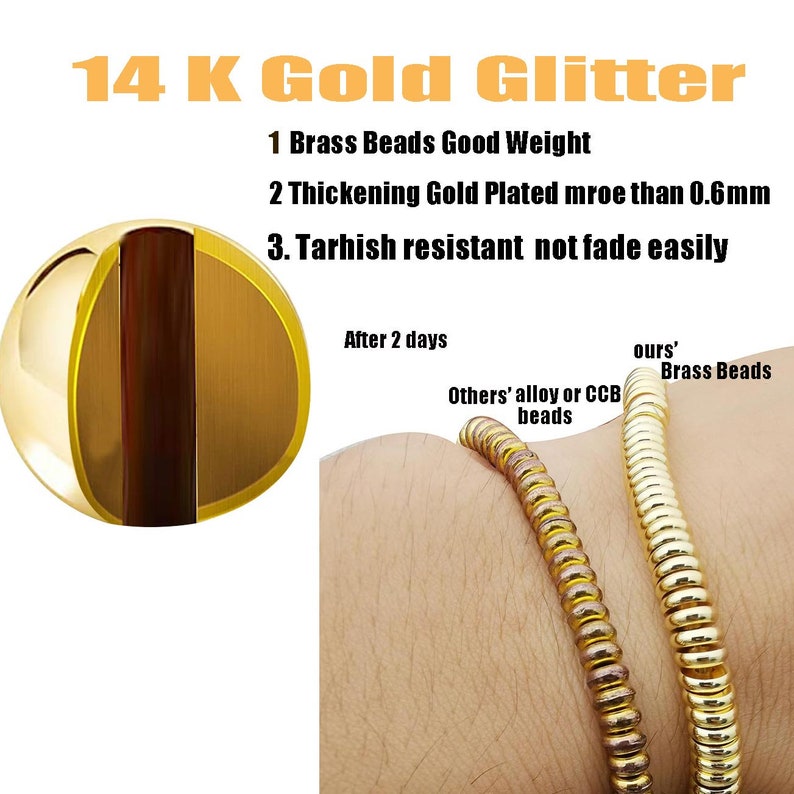 50/100pcs 3/4/5/6/8mm 14K Gold Plated long-lasting beads Spacer Beads, Hollow Beads, Bracelet Beads, Ball Beads,Bulk Gold Plated Round Bead image 3