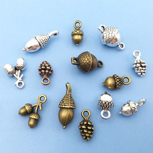 20/40/60PCS  Antique Silver Mini 3D Pineal Fruit Acorn Nut Charm Pendant