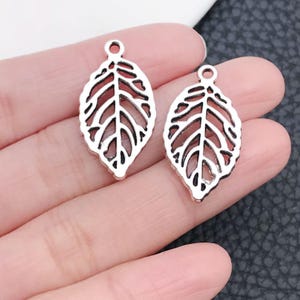 20pcs 13x27mm Antique Silver Mini Filigree Leaf Charm Pendant c6522