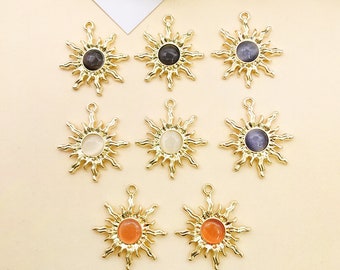 5 uds. De dijes de sol chapados en oro, accesorios de joyería Diy, collar, pulsera, pendiente, colgante, llavero, suministros de dijes