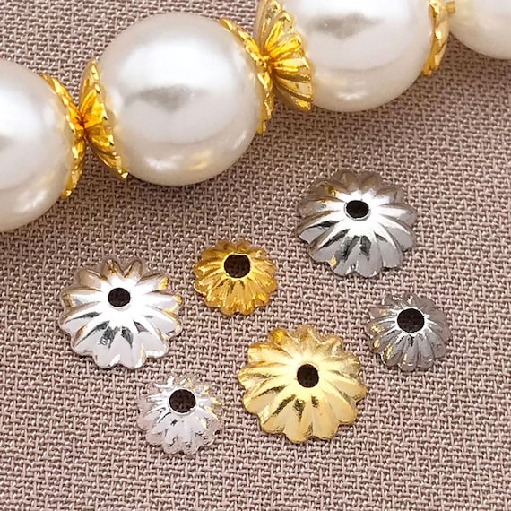 100pcs 18K Gold Plated Flower Bead Caps 4/6mm Spacer Brass End Cap