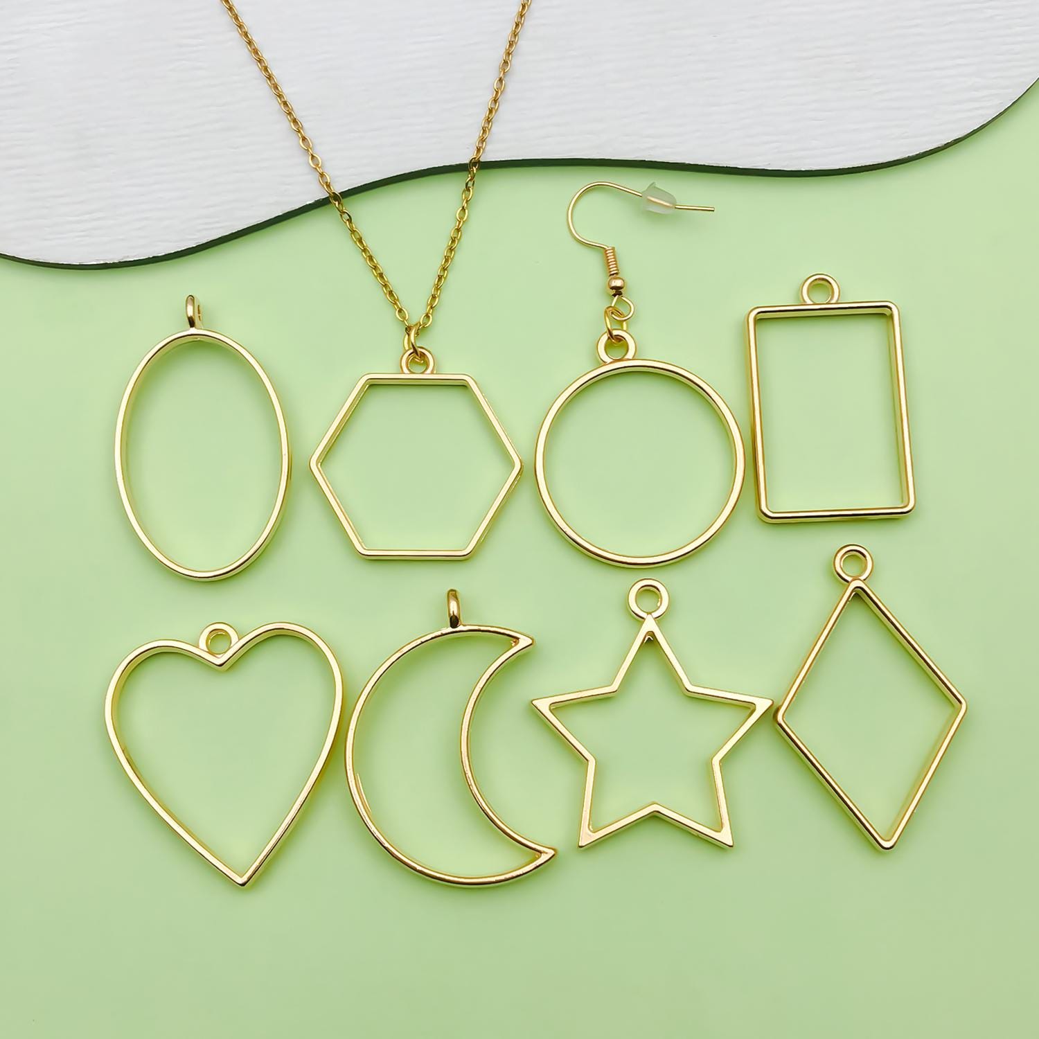 CENRONG 30 Pcs Pendentifs Cadres Creux à Lunette Ouverte - Bijoux DIY Résine, Argent Or Bronze