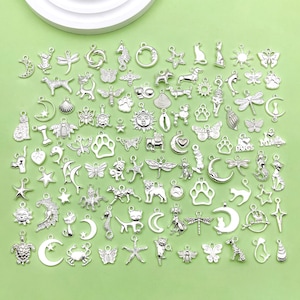 Mix 100PCS Bulk silvery charms Jewelry Making Assorted Animals Charms Pendant for DIY Jewelry Making Handmade Accessory