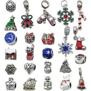 5/24PCS Christmas beads Christmas spacer beads Enamel Gold Plated Christmas large hole beads for DIY Necklace Bracelet Jewelry Making