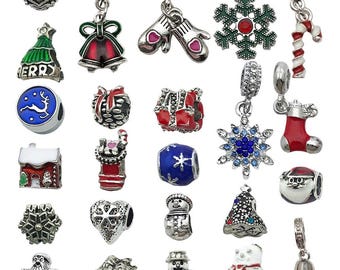 5/24PCS Christmas beads Christmas spacer beads Enamel Gold Plated Christmas large hole beads for DIY Necklace Bracelet Jewelry Making