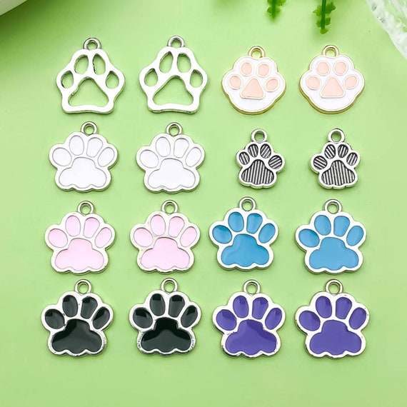 Craftdady - 34 Ciondoli Smaltati Con Impronta Di Zampa Di Cane E Gatto, Con Foro Grande, Con Cuore E Impronta Animale, Distanziatori Per La Creazione Di Gioielli, 8 Mm - Foto 10