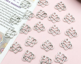 10/20/30pcs antique silver Heart charm Pendant For Jewelry DIY Handmade earring Necklace Bracelet Craft Metal Accessories