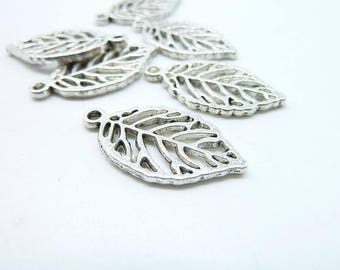 20pcs 13x27mm Antique Silver Mini Filigree Leaf Charm Pendant c6522