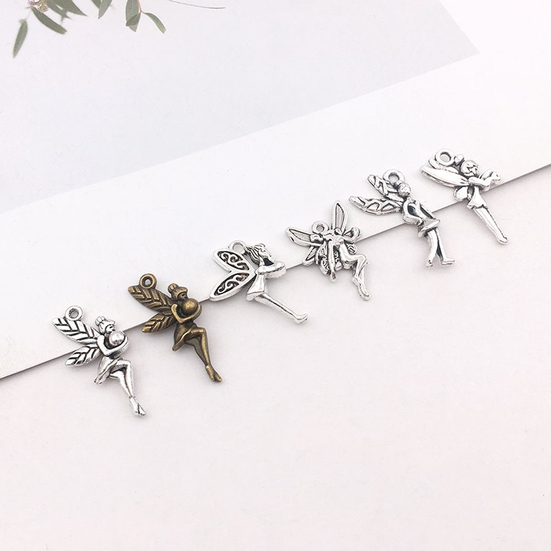 10pcs Pendenti E Ciondoli Cuore Fiocco di Neve Angelo di Neve Amore 27x28mm Argento Antico di Colore Pendenti Con Gemme E Perle DIYCrafts Che Fanno I Risultati Tibetano gioielli  36