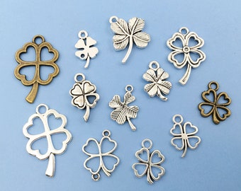 30/60/90PCS Four leaf clover Shape Charms Pendant for Jewelry Making  Four Leaf Clover Charm Pendant Shamrock Charm 4 Leaf Clover Charm