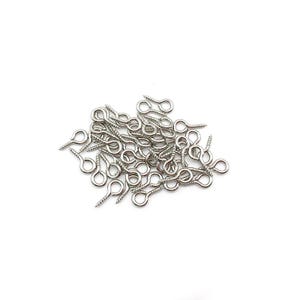 500 piezas 4 x 9 mm Anillos redondos de color blanco K (color rodio) Tornillo terminado Gancho de ojo Pasadores de gancho de ojo Cierres de pasador de ojo imagen 2