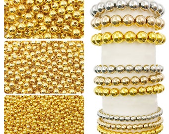100/200/300 PCS 8/6/4mm Glossy bead CCB spacer beads Gold Ball Beads, CCB Gold Spacer Beads beads charms
