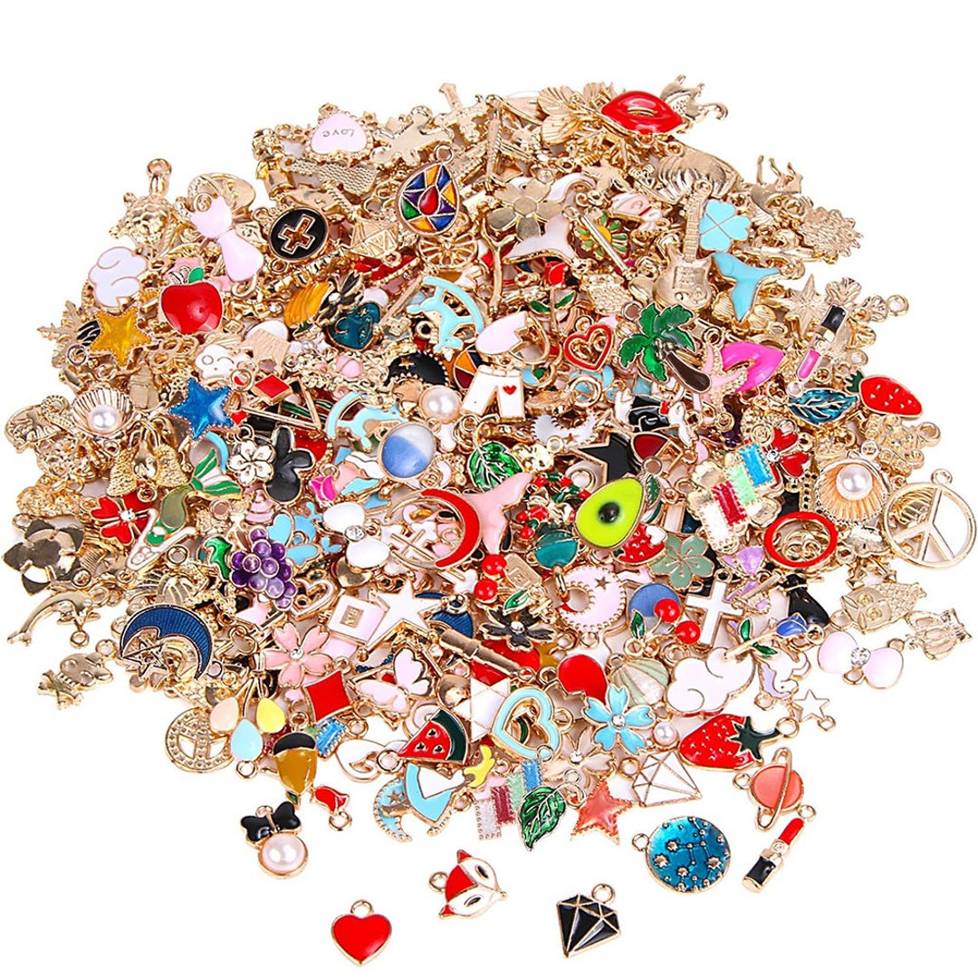 Randomly Accessory Items 20/30/50/100pcs Fashion Enamel Randomly Mixed Bulk Alloy Charm Small ...