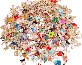 20/30/50/100pcs Fashion Enamel Randomly mixed bulk alloy charm small pendant DIY Bracelet Earrings Jewelry Making Accessories Craft Supplies