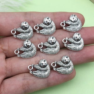 20pcs Antique Silver Sloth Charms Animal Pendants DIY Craft Jewelry Accessories 15x18mm
