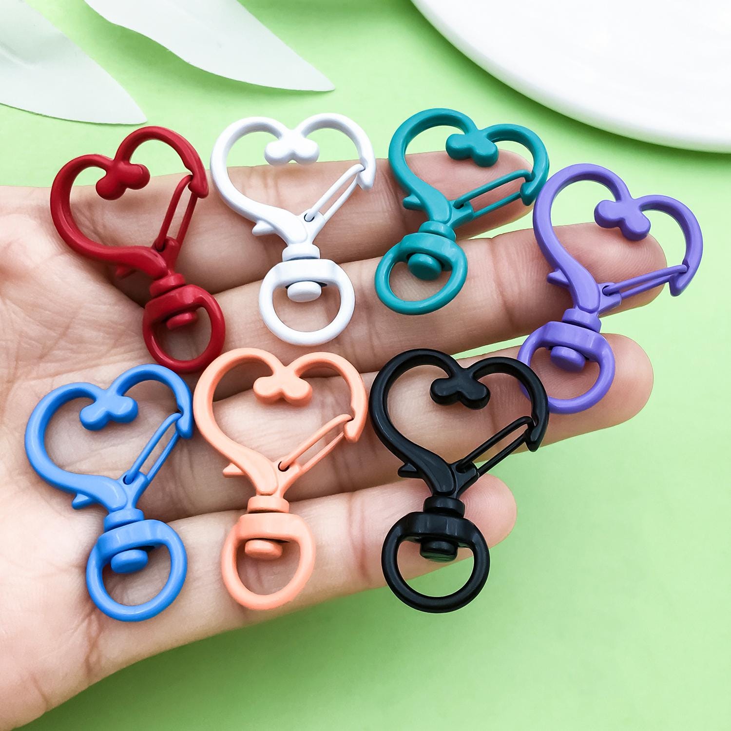 10/20pcs Colorful Heart-shaped Keychain Lobster Clasp Key Hook