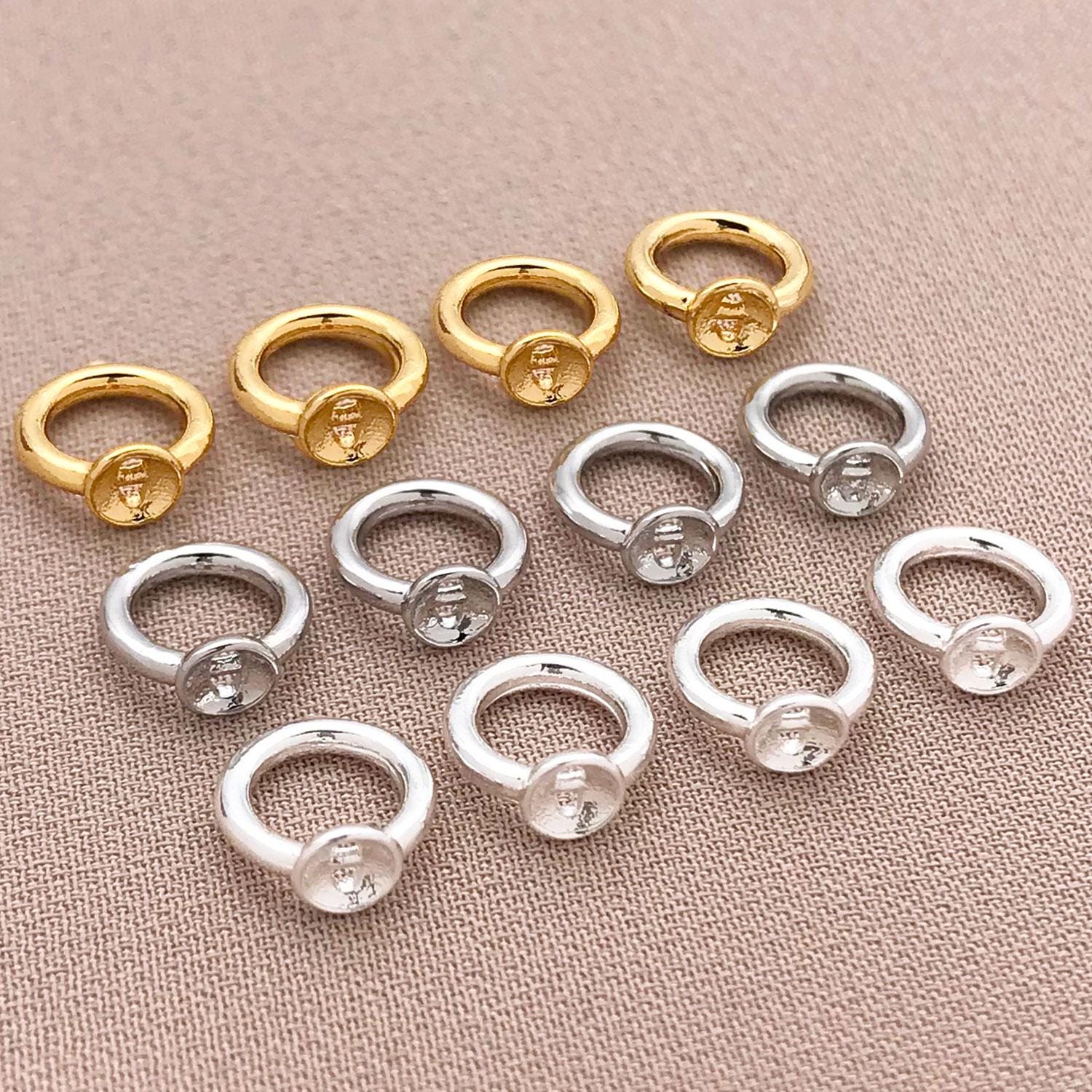 10/20/30個 18K 本物の金メッキ リングバックル エンドキャップ 圧着