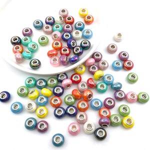 Mix 20/30/40pcs Bulk European style colorful large hole beads Fit For Pandora DIY jewelry bracelet necklace, DIY large hole Acrylic beads