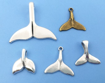 10/20/30PCS Charms de queue de baleine Bijoux en argent trouvailles Pendand 4 styles Argent antique, Bronze baleine Charms Pendentif pour la fabrication de bijoux