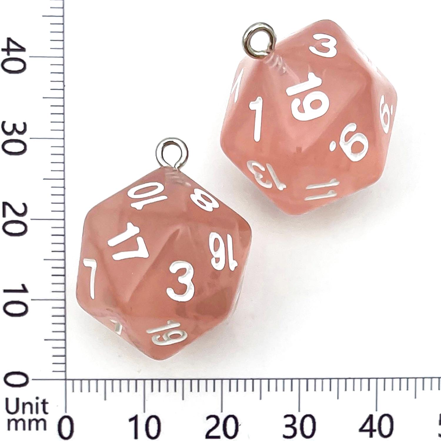 Craftdady Lucky Dice Charms Polyhedral Dobbelstenen Hangers Ondoorzichtige Transparante Hars D20 Dobbelstenen voor Sieraden Maken DIY Armband Ketting Oorbel Sleutelhanger, Hars
