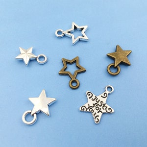 30/60/90PCS Stars Five-pointed star Enamel Charms Drop oil little stars Alloy Charm Pendant Earring Charm Necklace Charms Bracelet