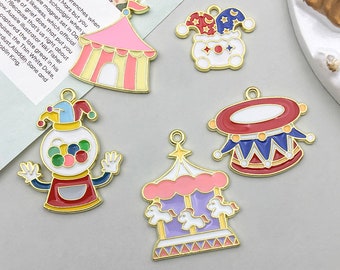 10pcs Fashion Enamel clown circus charm Charm Cute Pendant For DIY necklace earrings bracelet Jewelry Making