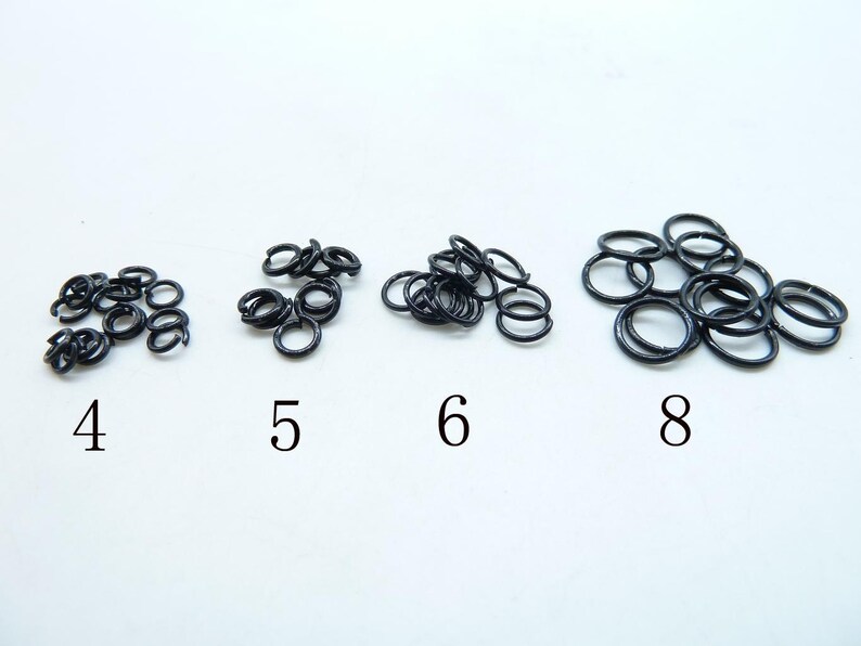 20g 6mm Black Color Metal DIY Jewelry Findings Open Single Loops Jump Rings for jewelry making image 2