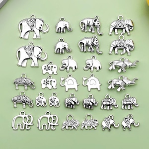 20/30pcs bulk Antique Silver elephant Charms pendant for DIY Bracelets Earrings Necklaces jewelry making Handmade Accessory