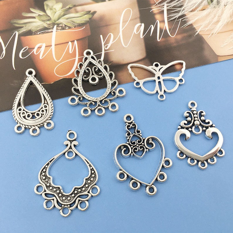 10/20/30PCS Ancient silver earrings charms Charms for Earrings, Pendants for Necklaces, Jewelry Supplies, DIY Jewelry image 2