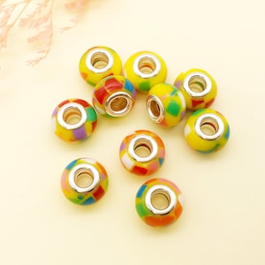 10/15/20/100pcs Large hole European spacer beads，rainbow Acrylic spacer beads，for DIY Pandora bracelet jewelry Handmade craft beads