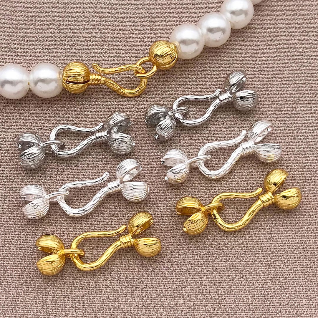 3/5/10 Pair 18K Gold Plated Brass Clamshell Bead Tips,crimp Cover Beads ...
