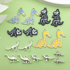 10/15pcs Enamel Dinosaur Charm DIY Pendant for Bracelet Earrings Jewelry Making Accessories Craft Supplies