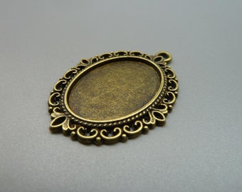 30pcs 28x38mm-18x25mm Antique Bronze Ovale Filigree Cameo Cabochon Base Réglage Pendentifs Charme Pendentif d176