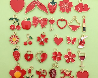 30 Ciondoli Fiori Di Ciliegio Smaltati - Per Bracciali, Collane Fai Da Te, Lega Metallica - Foto 7