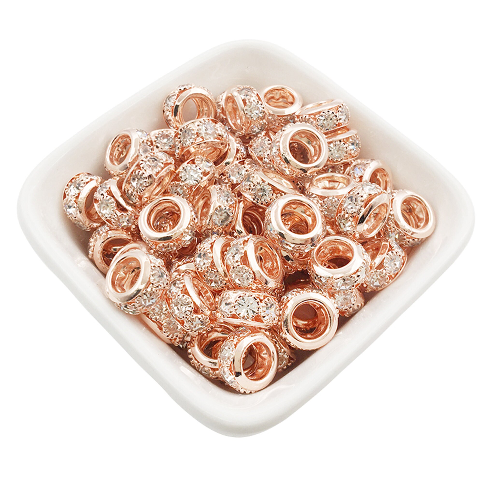 10pcs 15x9mm Rondelle Flower Patterns Ceramic Porcelain Loose Big Hole Beads Fit European Charm Bracelet For Jewelry Making DIY Findings