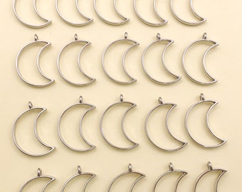 10/15/20Stk Mond Charms Offene Rückseite Lünette, Silber Gold oder Bronze, Resin Lünette, Lünette für Epoxidharz, Lünette Fassungen, Mond Charm, Anhänger lünette