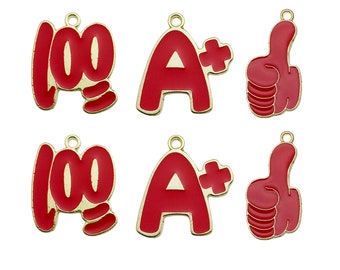 10pcs Graduation Enamel 100 points thumbs up charm Alloy Charms For Earring Keychain Diy Jewelry Making Accessories Findings