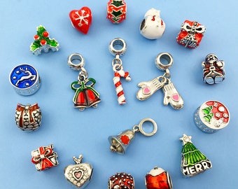2/4/6PCS Christmas beads Christmas spacer beads Enamel Gold Plated Christmas large hole beads for DIY Necklace Bracelet Jewelry Making