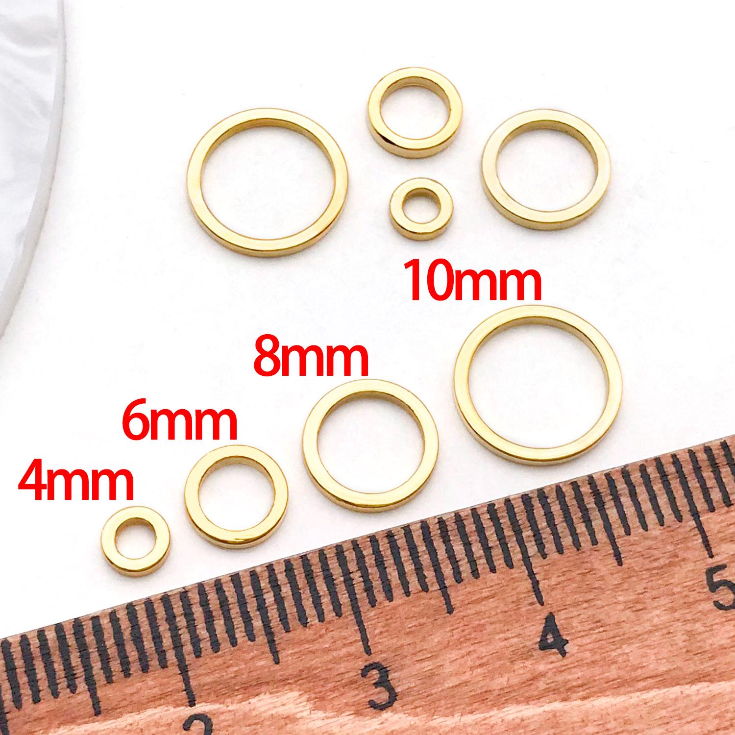30/60/100pcs Real 18k Gold Plated Brass Connecting Rings 4/6/8/10mm ...
