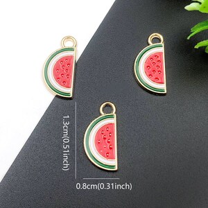 10/15/20pcs Enamel Watermelon Charms Plated Gold Cute Fruit Pendant for ...